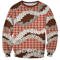 Red Hawaii Tiare and Shell Lei Sweatshirt Hawaiian Palaka Luxury Vibes LT14 Unisex Red - Polynesian Pride