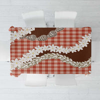 Red Hawaii Tiare and Shell Lei Tablecloth Hawaiian Palaka Luxury Vibes LT14 Red - Polynesian Pride