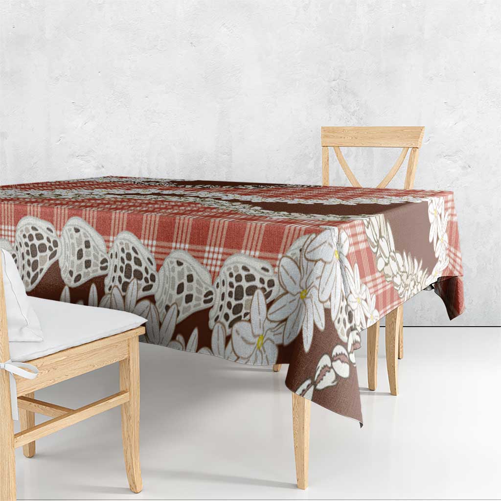Red Hawaii Tiare and Shell Lei Tablecloth Hawaiian Palaka Luxury Vibes LT14 - Polynesian Pride