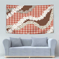 Red Hawaii Tiare and Shell Lei Tapestry Hawaiian Palaka Luxury Vibes - Polynesian Pride
