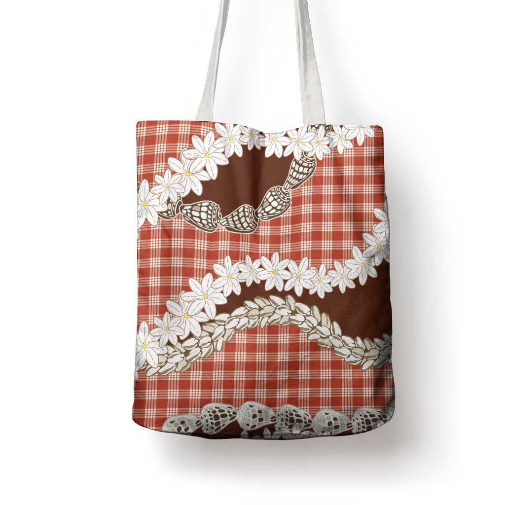 Red Hawaii Tiare and Shell Lei Tote Bag Hawaiian Palaka Luxury Vibes - Polynesian Pride
