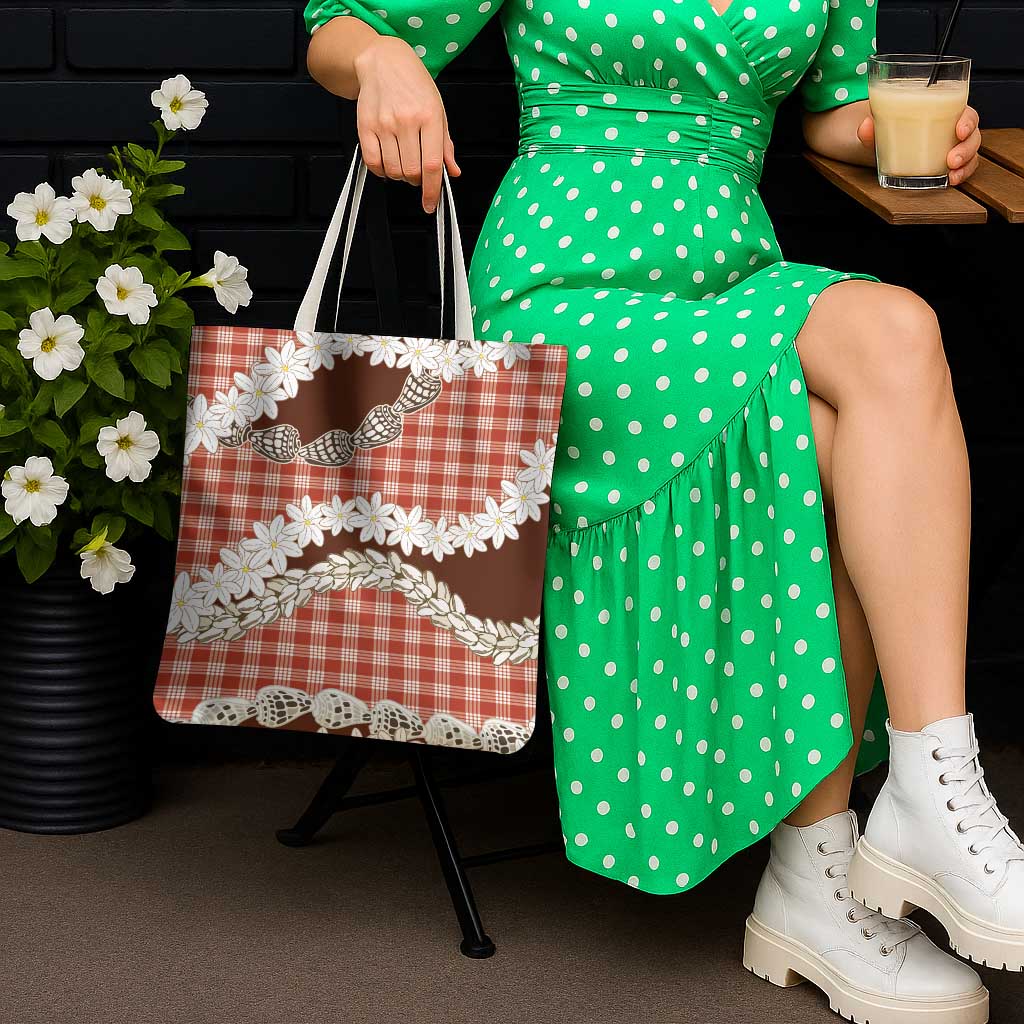 Red Hawaii Tiare and Shell Lei Tote Bag Hawaiian Palaka Luxury Vibes - Polynesian Pride