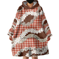 Red Hawaii Tiare and Shell Lei Wearable Blanket Hoodie Hawaiian Palaka Luxury Vibes LT14 - Polynesian Pride