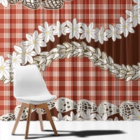 Red Hawaii Tiare and Shell Lei Window Curtain Hawaiian Palaka Luxury Vibes - Polynesian Pride
