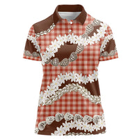 Red Hawaii Tiare and Shell Lei Women Polo Shirt Hawaiian Palaka Luxury Vibes - Polynesian Pride