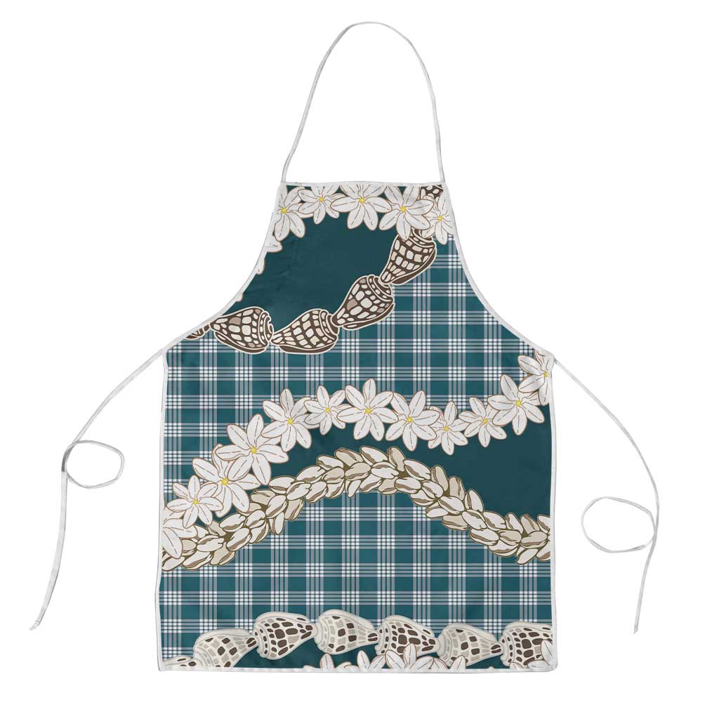 Dark Cyan Hawaii Tiare and Shell Lei Apron Hawaiian Palaka Luxury Vibes - Polynesian Pride