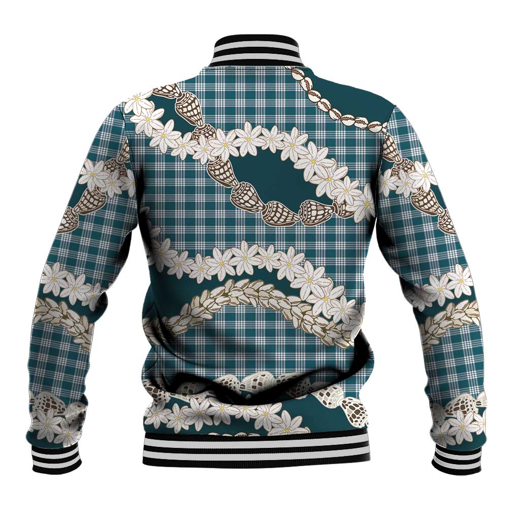 Dark Cyan Hawaii Tiare and Shell Lei Baseball Jacket Hawaiian Palaka Luxury Vibes LT14 - Polynesian Pride