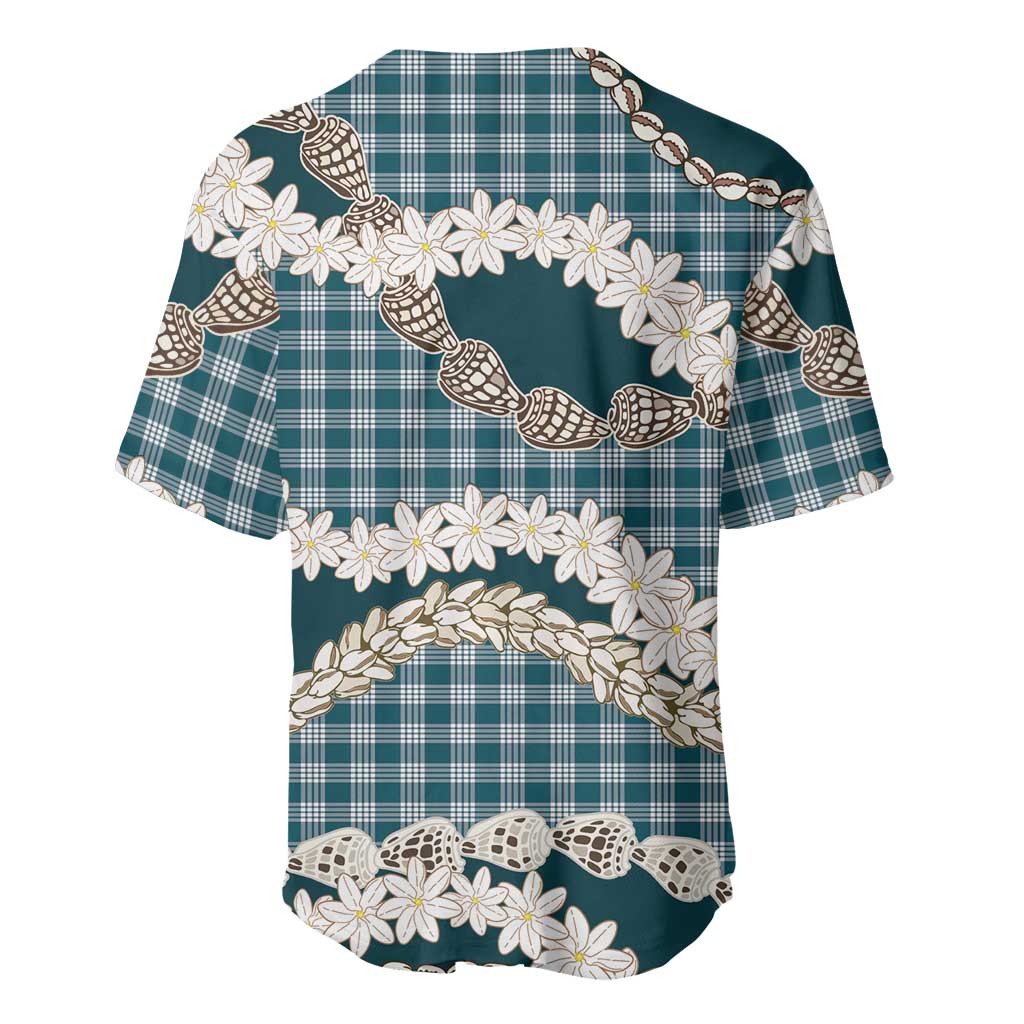 Dark Cyan Hawaii Tiare and Shell Lei Baseball Jersey Hawaiian Palaka Luxury Vibes LT14 - Polynesian Pride