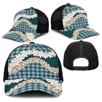 Dark Cyan Hawaii Tiare and Shell Lei Baseball Net Cap Hawaiian Palaka Luxury Vibes LT14 - Polynesian Pride