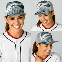 Dark Cyan Hawaii Tiare and Shell Lei Baseball Net Cap Hawaiian Palaka Luxury Vibes LT14 - Polynesian Pride