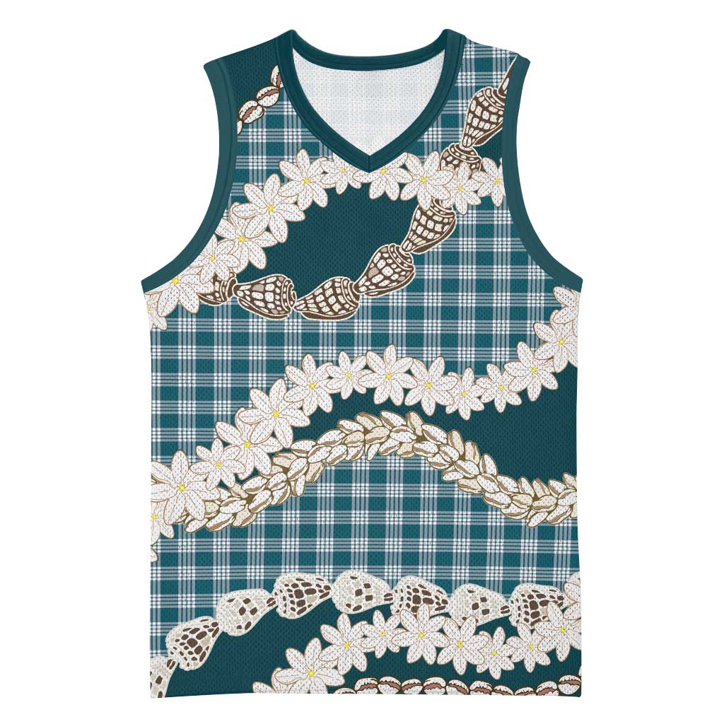 Dark Cyan Hawaii Tiare and Shell Lei Basketball Jersey Hawaiian Palaka Luxury Vibes LT14 Unisex Dark Cyan - Polynesian Pride