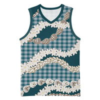 Dark Cyan Hawaii Tiare and Shell Lei Basketball Jersey Hawaiian Palaka Luxury Vibes LT14 Unisex Dark Cyan - Polynesian Pride