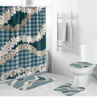 Dark Cyan Hawaii Tiare and Shell Lei Bathroom Set Hawaiian Palaka Luxury Vibes - Polynesian Pride
