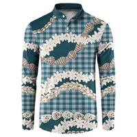 Dark Cyan Hawaii Tiare and Shell Lei Button Sweatshirt Hawaiian Palaka Luxury Vibes LT14 Dark Cyan - Polynesian Pride
