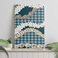 Dark Cyan Hawaii Tiare and Shell Lei Canvas Wall Art Hawaiian Palaka Luxury Vibes LT14 - Polynesian Pride