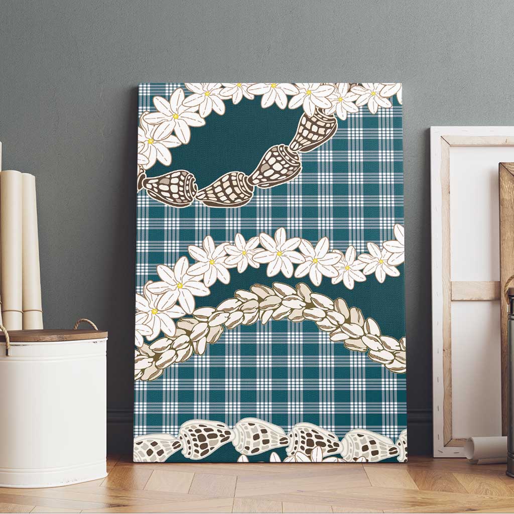 Dark Cyan Hawaii Tiare and Shell Lei Canvas Wall Art Hawaiian Palaka Luxury Vibes LT14 - Polynesian Pride