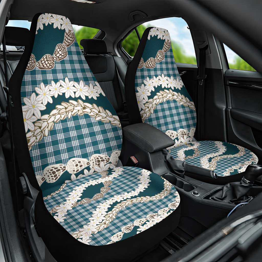 Dark Cyan Hawaii Tiare and Shell Lei Car Seat Cover Hawaiian Palaka Luxury Vibes - Polynesian Pride