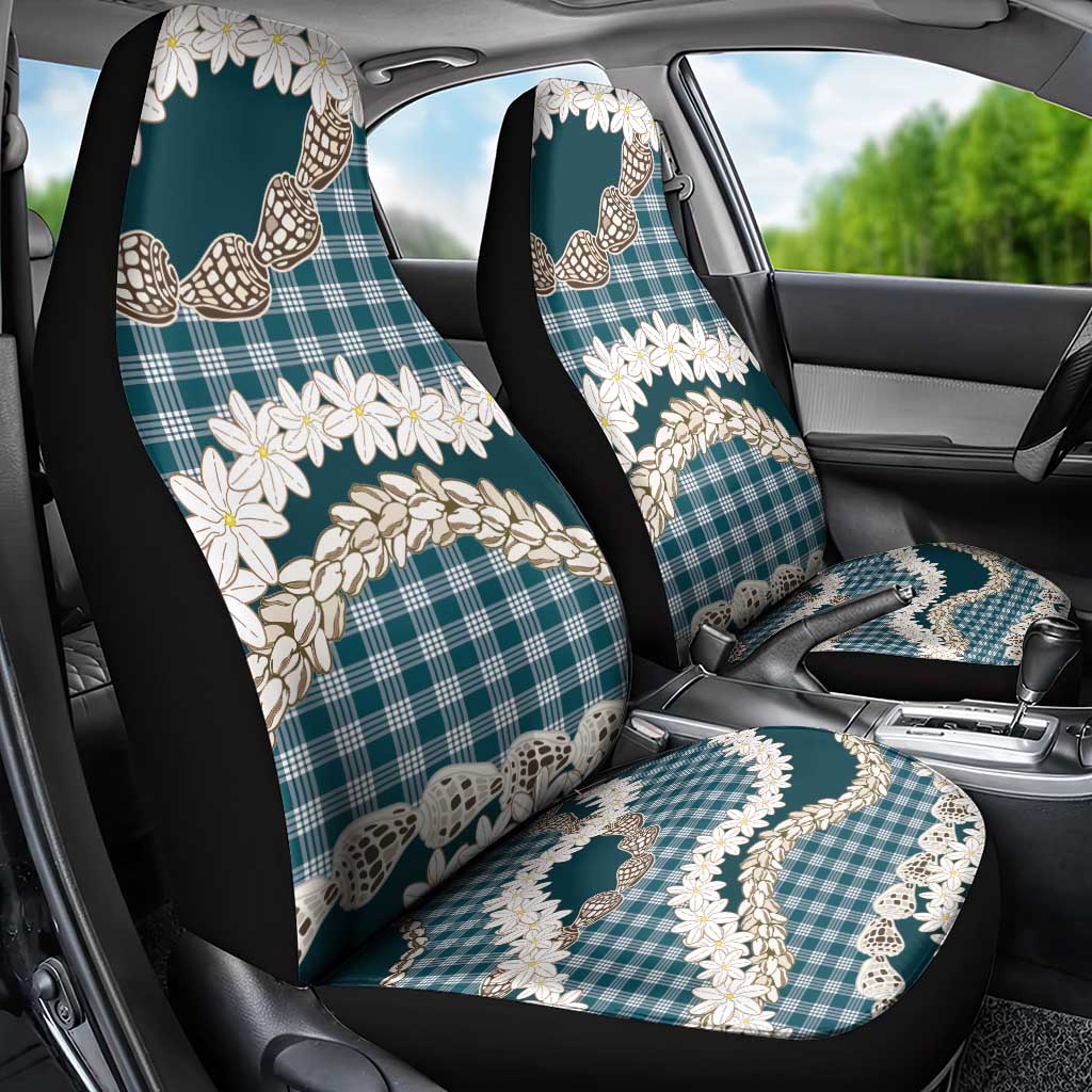 Dark Cyan Hawaii Tiare and Shell Lei Car Seat Cover Hawaiian Palaka Luxury Vibes - Polynesian Pride
