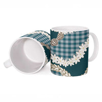 Dark Cyan Hawaii Tiare and Shell Lei Ceramic Mug Hawaiian Palaka Luxury Vibes LT14 - Polynesian Pride
