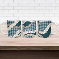 Dark Cyan Hawaii Tiare and Shell Lei Ceramic Mug Hawaiian Palaka Luxury Vibes LT14 - Polynesian Pride