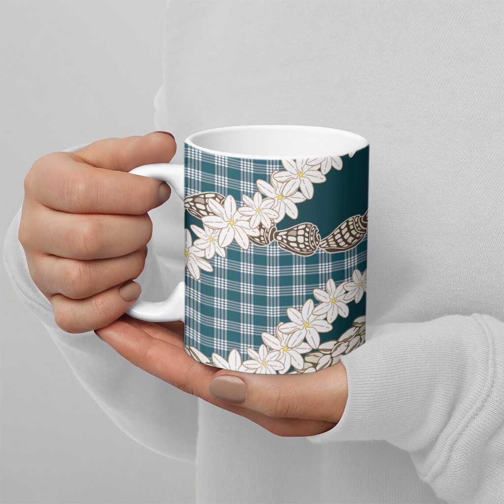 Dark Cyan Hawaii Tiare and Shell Lei Ceramic Mug Hawaiian Palaka Luxury Vibes LT14 - Polynesian Pride