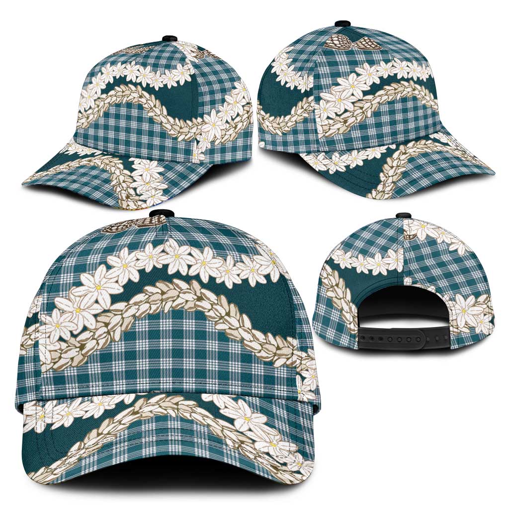 Dark Cyan Hawaii Tiare and Shell Lei Classic Cap Hawaiian Palaka Luxury Vibes LT14 - Polynesian Pride