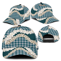 Dark Cyan Hawaii Tiare and Shell Lei Classic Cap Hawaiian Palaka Luxury Vibes LT14 - Polynesian Pride