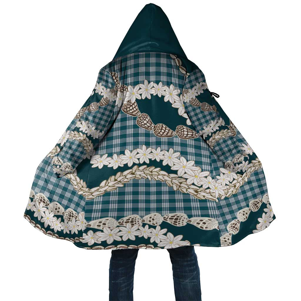 Dark Cyan Hawaii Tiare and Shell Lei Cloak Hawaiian Palaka Luxury Vibes - Polynesian Pride