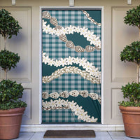 Dark Cyan Hawaii Tiare and Shell Lei Door Cover Hawaiian Palaka Luxury Vibes LT14 Dark Cyan - Polynesian Pride