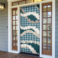 Dark Cyan Hawaii Tiare and Shell Lei Door Cover Hawaiian Palaka Luxury Vibes LT14 - Polynesian Pride