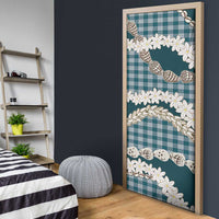 Dark Cyan Hawaii Tiare and Shell Lei Door Cover Hawaiian Palaka Luxury Vibes LT14 - Polynesian Pride