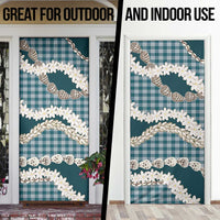 Dark Cyan Hawaii Tiare and Shell Lei Door Cover Hawaiian Palaka Luxury Vibes LT14 - Polynesian Pride