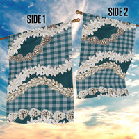 Dark Cyan Hawaii Tiare and Shell Lei Garden Flag Hawaiian Palaka Luxury Vibes - Polynesian Pride