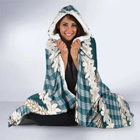 Dark Cyan Hawaii Tiare and Shell Lei Hooded Blanket Hawaiian Palaka Luxury Vibes LT14 - Polynesian Pride