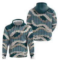 Dark Cyan Hawaii Tiare and Shell Lei Hoodie Hawaiian Palaka Luxury Vibes - Polynesian Pride