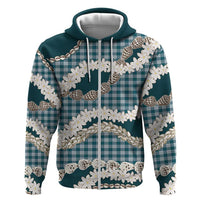 Dark Cyan Hawaii Tiare and Shell Lei Hoodie Hawaiian Palaka Luxury Vibes - Polynesian Pride