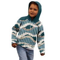 Dark Cyan Hawaii Tiare and Shell Lei Kid Hoodie Hawaiian Palaka Luxury Vibes - Polynesian Pride