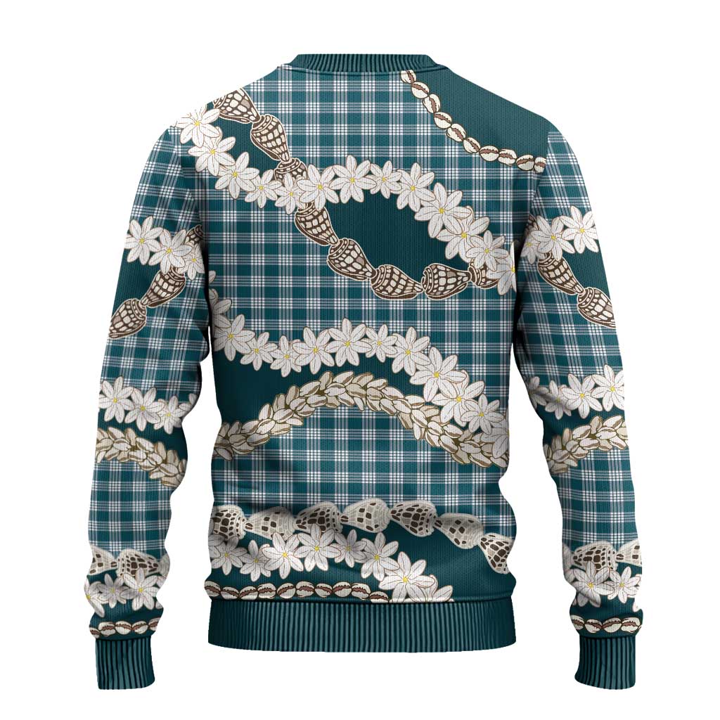Dark Cyan Hawaii Tiare and Shell Lei Ugly Christmas Sweater Hawaiian Palaka Luxury Vibes - Polynesian Pride