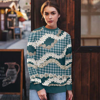 Dark Cyan Hawaii Tiare and Shell Lei Ugly Christmas Sweater Hawaiian Palaka Luxury Vibes - Polynesian Pride