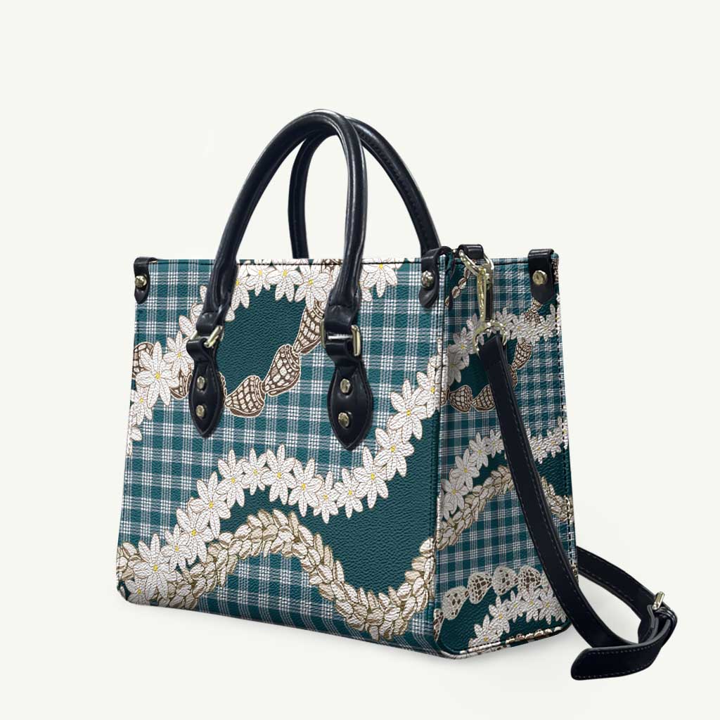 Dark Cyan Hawaii Tiare and Shell Lei Leather Bag Hawaiian Palaka Luxury Vibes LT14 Dark Cyan - Polynesian Pride