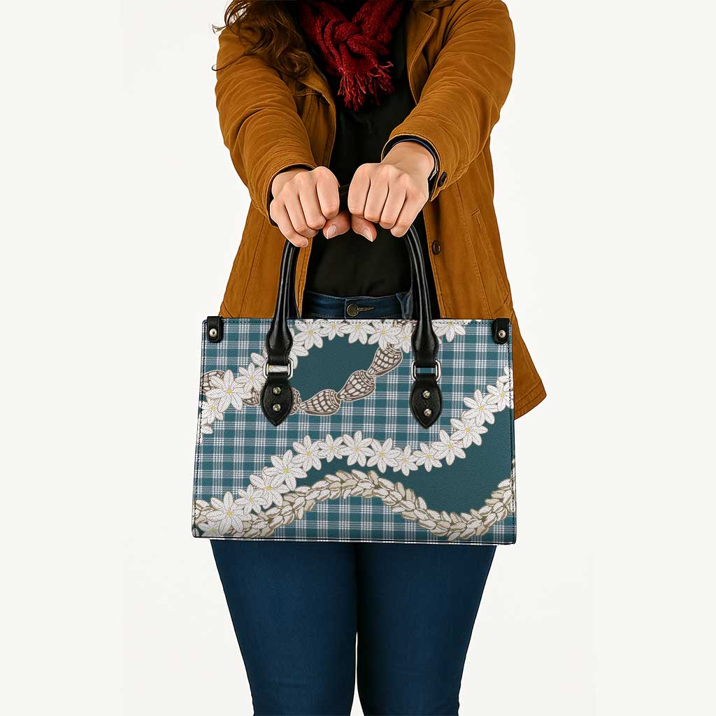 Dark Cyan Hawaii Tiare and Shell Lei Leather Bag Hawaiian Palaka Luxury Vibes LT14 - Polynesian Pride