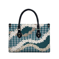 Dark Cyan Hawaii Tiare and Shell Lei Leather Bag Hawaiian Palaka Luxury Vibes LT14 - Polynesian Pride