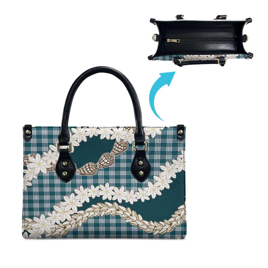 Dark Cyan Hawaii Tiare and Shell Lei Leather Bag Hawaiian Palaka Luxury Vibes LT14 - Polynesian Pride