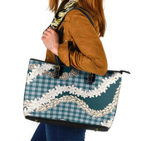 Dark Cyan Hawaii Tiare and Shell Lei Leather Tote Bag Hawaiian Palaka Luxury Vibes LT14 Dark Cyan - Polynesian Pride