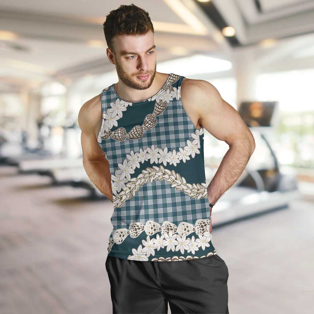 Dark Cyan Hawaii Tiare and Shell Lei Men Tank Top Hawaiian Palaka Luxury Vibes LT14 Dark Cyan - Polynesian Pride