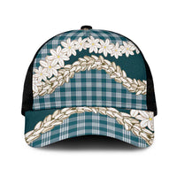 Dark Cyan Hawaii Tiare and Shell Lei Mesh Trucker Cap Hawaiian Palaka Luxury Vibes - Polynesian Pride