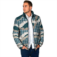 Dark Cyan Hawaii Tiare and Shell Lei Padded Jacket Hawaiian Palaka Luxury Vibes LT14 - Polynesian Pride