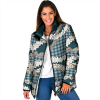 Dark Cyan Hawaii Tiare and Shell Lei Padded Jacket Hawaiian Palaka Luxury Vibes LT14 Women Dark Cyan - Polynesian Pride