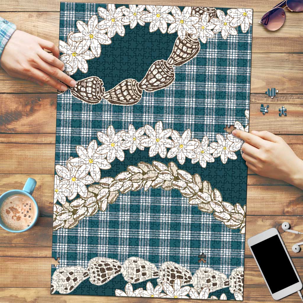 Dark Cyan Hawaii Tiare and Shell Lei Puzzle Hawaiian Palaka Luxury Vibes LT14 Dark Cyan - Polynesian Pride