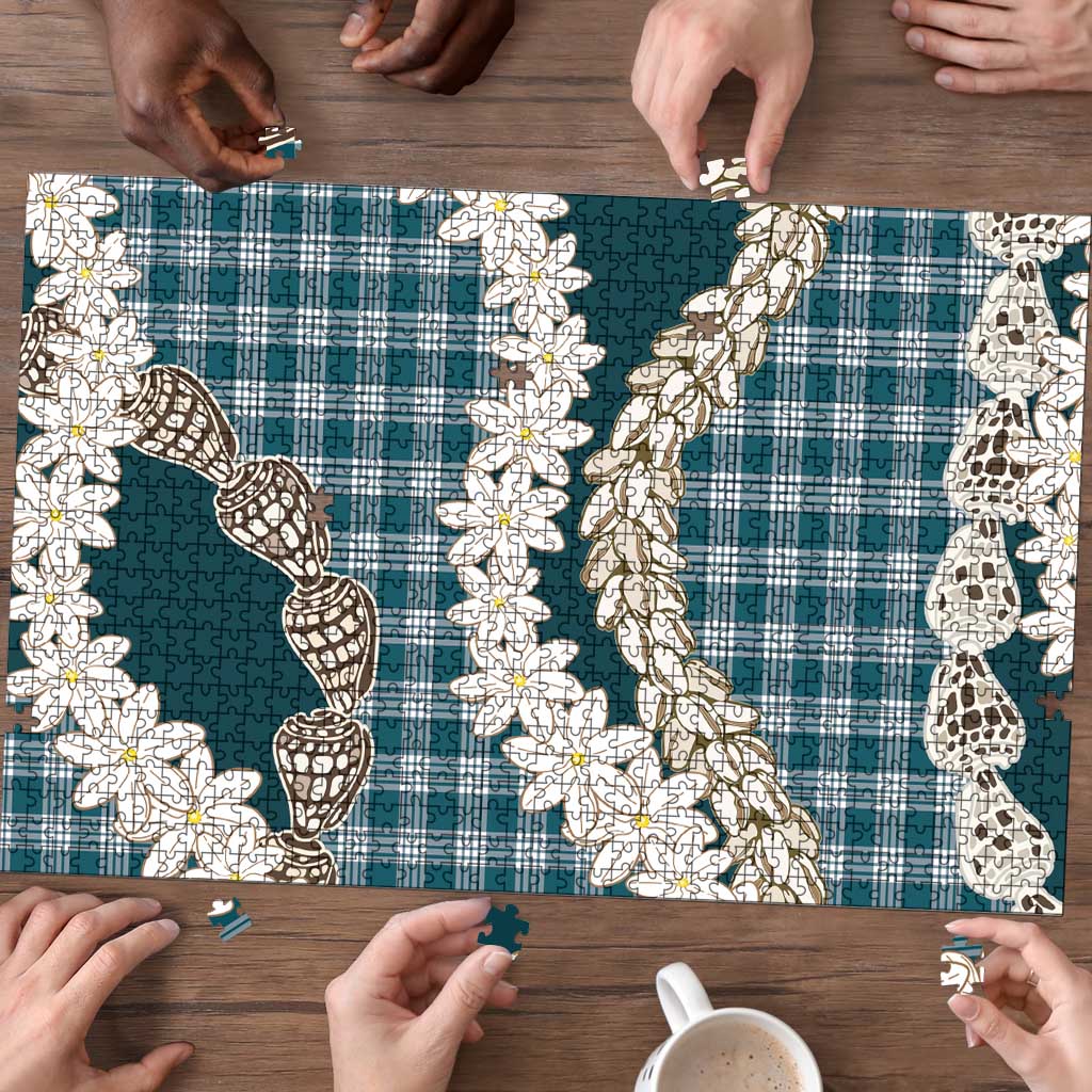 Dark Cyan Hawaii Tiare and Shell Lei Puzzle Hawaiian Palaka Luxury Vibes LT14 - Polynesian Pride